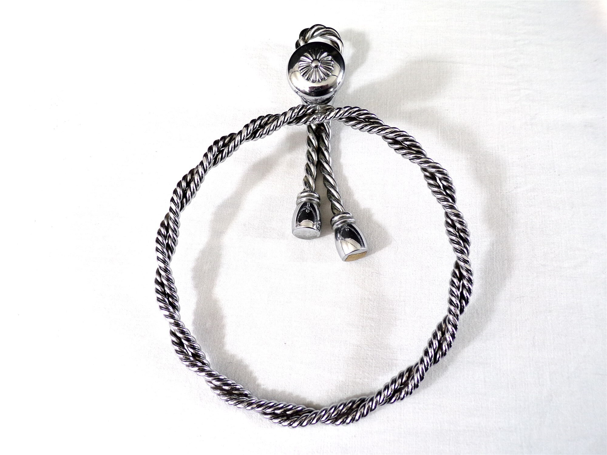 Porte Serviettes ou Torchons Vintage en Métal Chromé Déco Salle de Bains Cuisine France