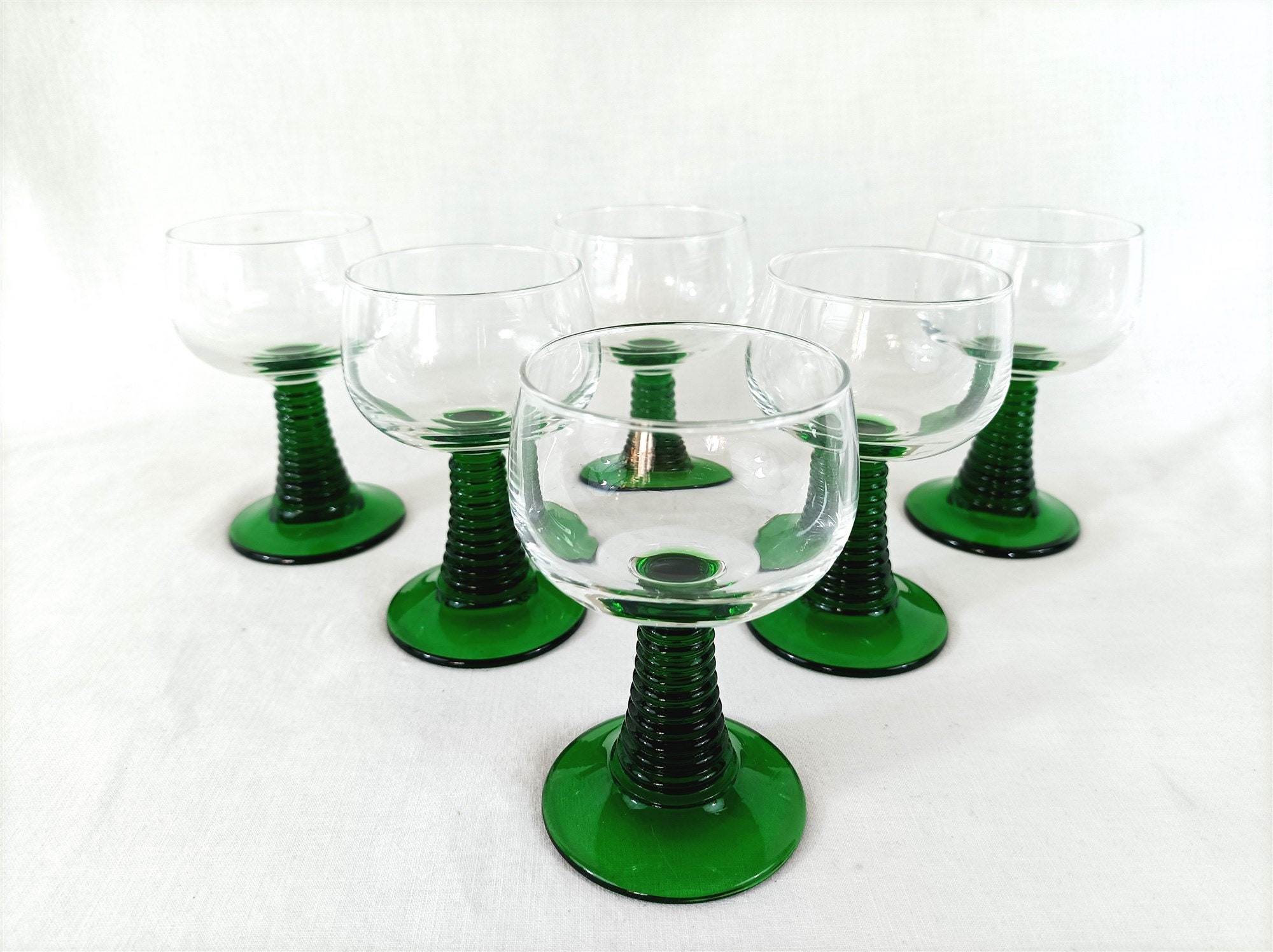 Lot de 6 Verres à Pied Vintage Vin Blanc d'alsace, Art La Table, Cadeau Fête Des Mères, Pères