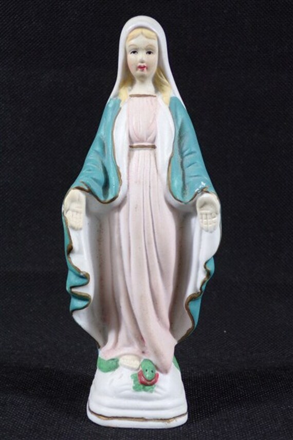statuette en Biscuit Vintage Vierge Marie Objet Religieux Décoration Religieuse Catholique France Vi
