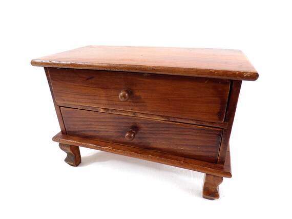 Wooden commodity, jewelry box with 2 drawers, smal