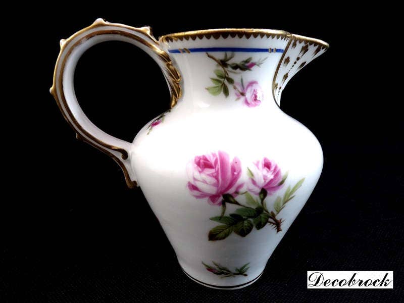 Cremier Vintage Pot A Lait en Porcelaine Décor de Roses Shabby Chic Déco France Vintagefr