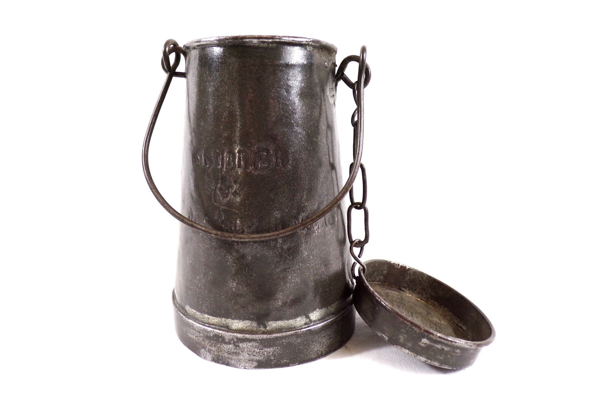 Pot à Lait Très Ancien en Métal, Art Populaire France, Décoration Cuisine Retro