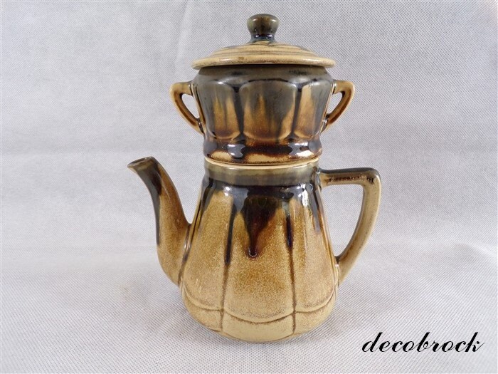 Cafetière Vintage en Terre Vernissée Poterie 2 Tasses Cuisine Vaisselle France Vintagefr