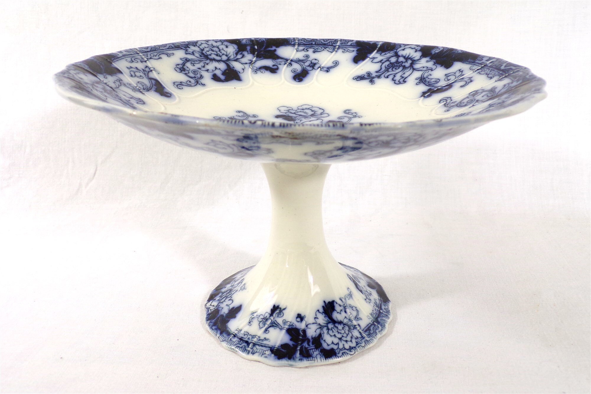 Présentoir à Gateaux Ancien en Faience Anglaise Brown-Westhead Moore Co, Bwm & Co Modèle Fontaineble