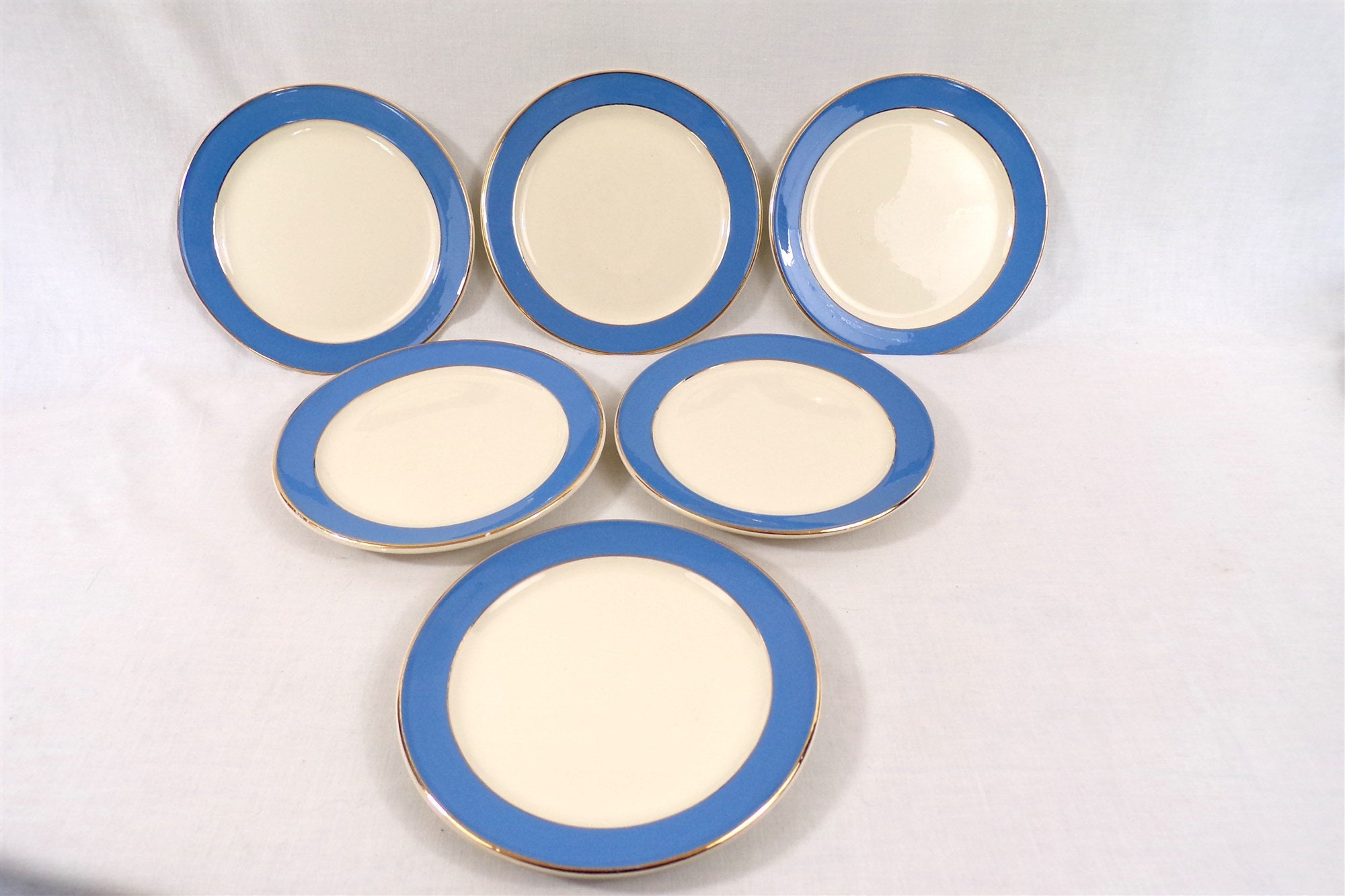6 Assiettes à Dessert Vintage, Tour Bleu, Villeroy & Boch Modèle Orléans