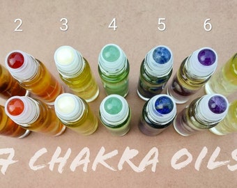 Chakra(s) Perfume Oil Roll On Bottles with Natural Crystal Chips (10ml) Ittar
