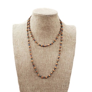 46&quot; Peacock Color Long Single Strand Juniper Berry Seed Necklace