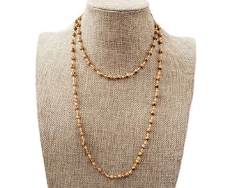 46" Champagne Color Long Single Strand Juniper Berry Seed Necklace