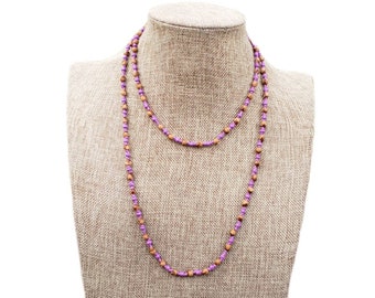 46" Purple Color Long Single Strand Juniper Berry Seed Necklace