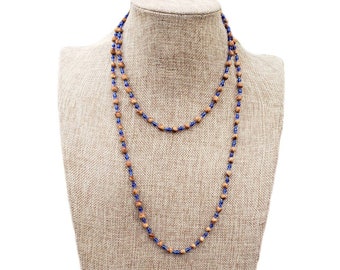 46" Clear Blue Color Long Single Strand Juniper Berry Seed Necklace