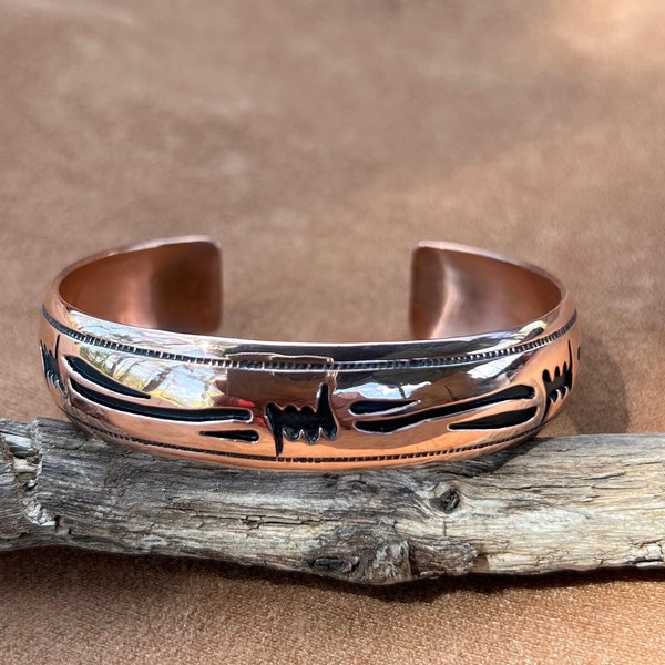 5 1/2” Navajo Copper Bracelet with Barbed Wire Design