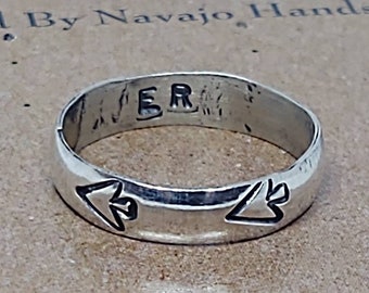 Sterling Silver Arrowhead Stamped Band Ring Navajo Handmade