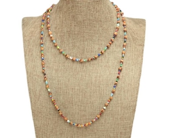 46" Mixed Colors Long Single Strand Juniper Berry Seed Necklace