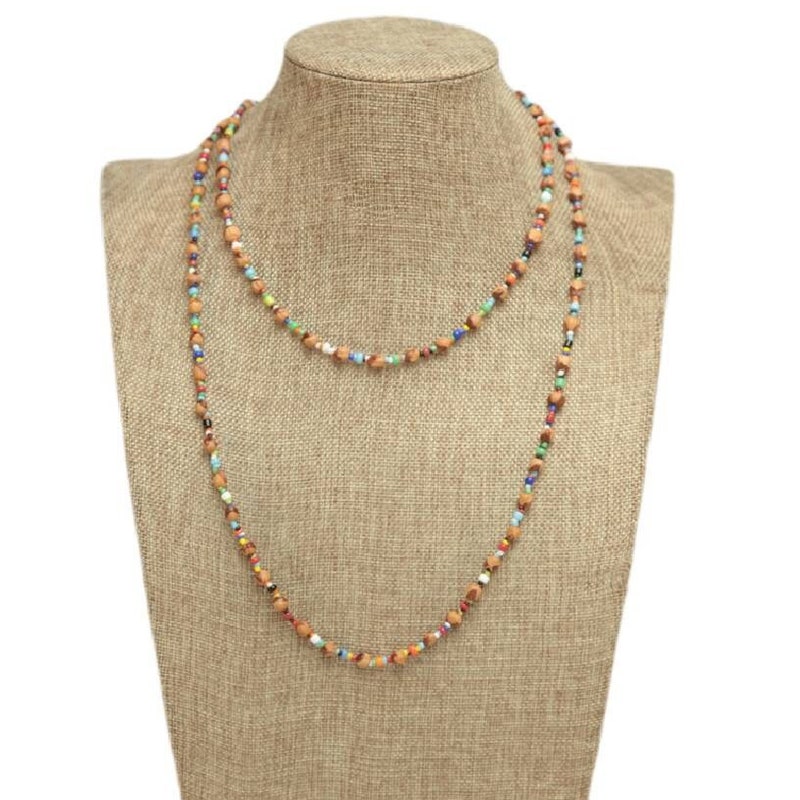 Boho Vibe Wood Bead & Tassel Necklace