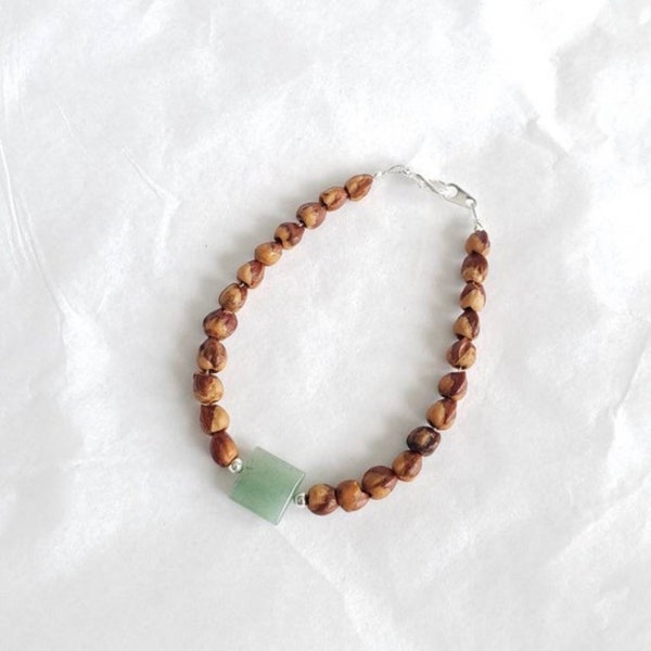 Navajo Juniper Berry Seed Bracelet/Anklet with Green Adventurine