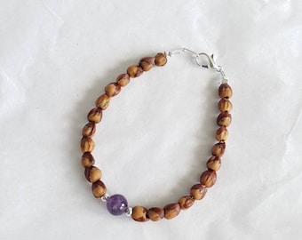 Navajo Juniper Berry Seed Bracelet/Anklet with Amethyst Pick your size