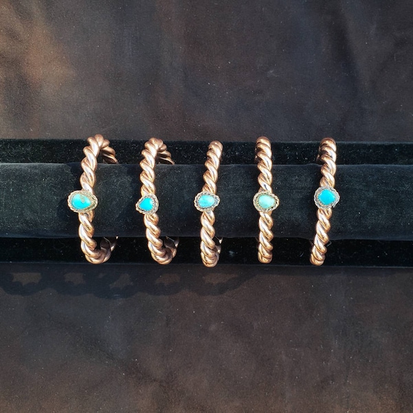 Small size Navajo Copper Bracelet with Turquoise Navajo Handmade