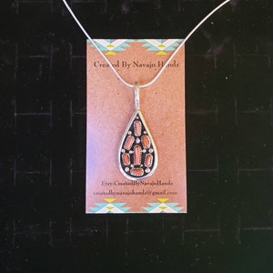 Sterling Silver Pendant with Coral Navajo Handmade