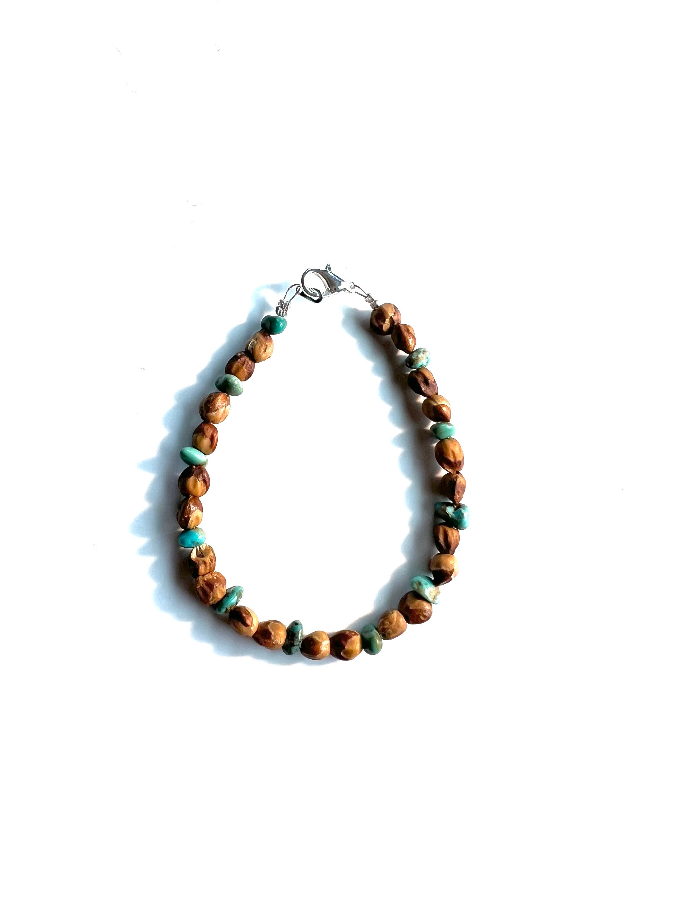 Navajo Juniper Berry Seed Bracelet/Anklet with Turquoise