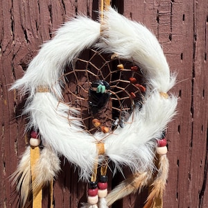 5” Dreamcatchers with Rabbit Fur and Gemstones