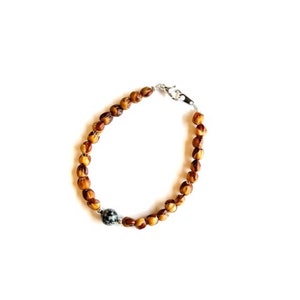 Navajo Juniper Berry Seed Bracelet/Anklet with Snowflake Obsidian
