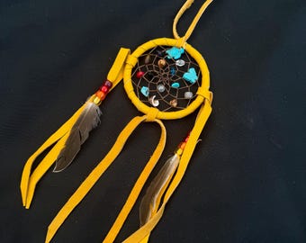 3” Dreamcatcher with Mixed Gemstones Navajo made A