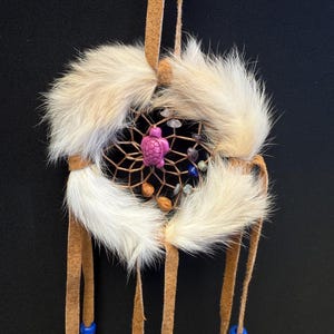 3” Dreamcatchers with Rabbit Fur and Gemstones Turtle