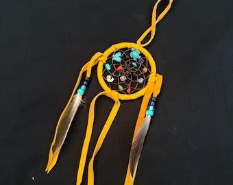 3” Dreamcatcher with Mixed Gemstones Navajo made A