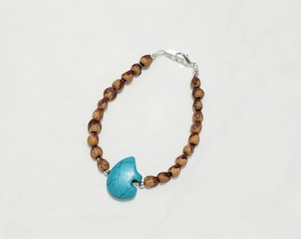 Pulsera/tobillera Navajo de semillas de bayas de enebro con oso de magnesita