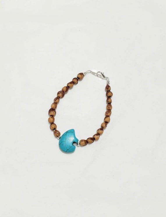Navajo Juniper Berry Seed Bracelet/anklet With Magnesite Bear