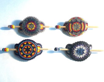 Navajo Beaded Hair Bun Pieces with Sticks