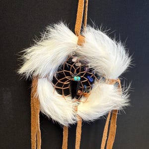 3” Dreamcatchers with Rabbit Fur and Gemstones