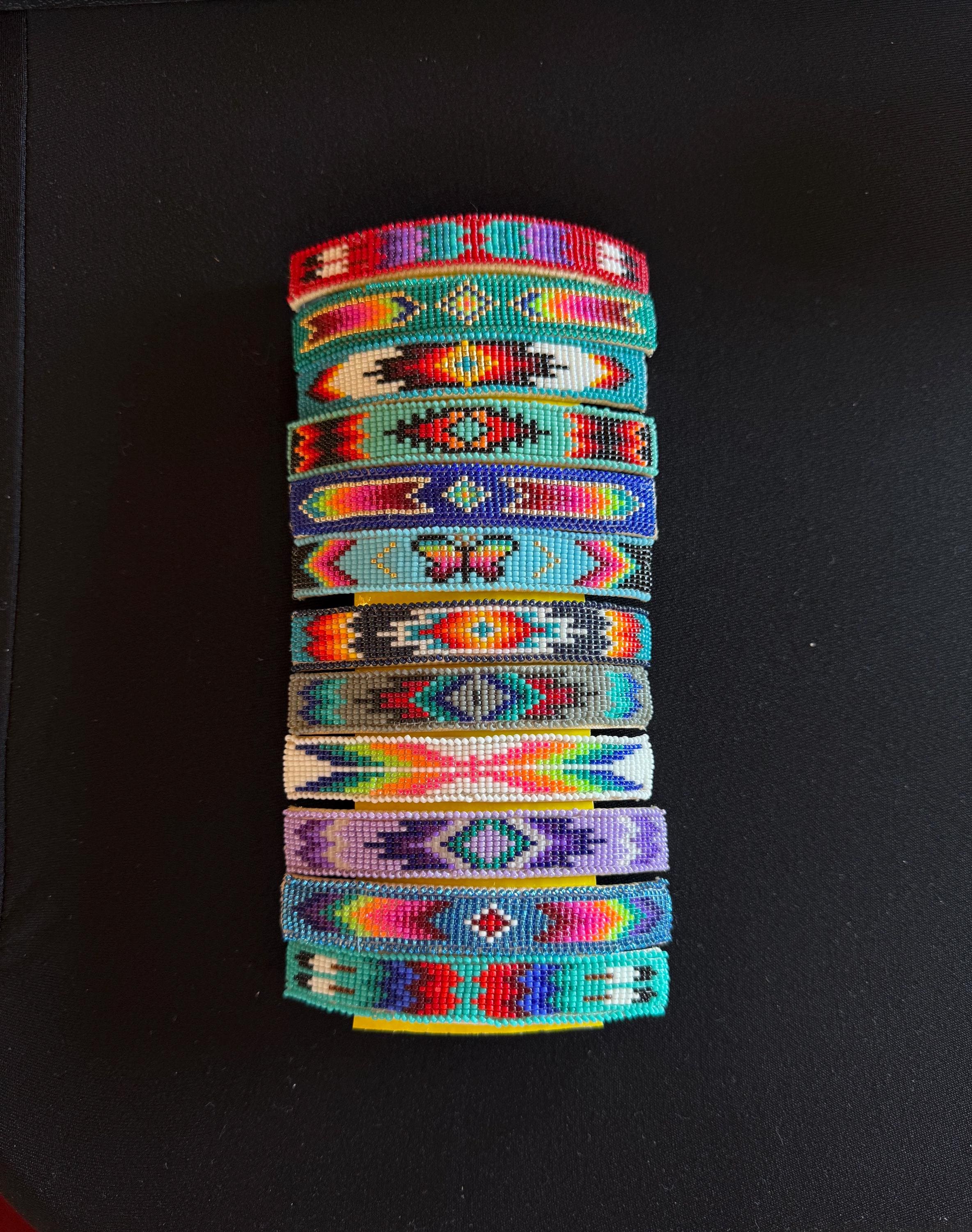 NATIVE AMERICAN MADE SET OF 4 BEADED (LOOMED) BARRETTES MULTI SIZE Beaded Hair Barrette In Us Native American Beads & Beadwork  main image 4