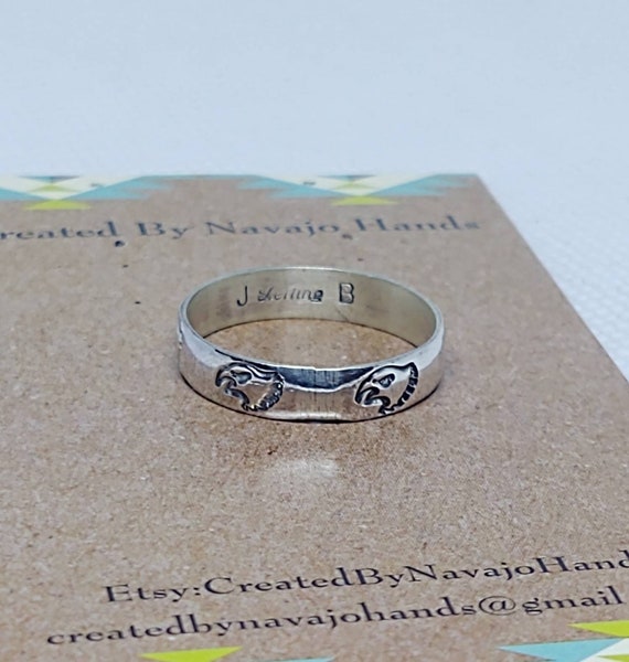 NAVAJO ナバホ スターリング シルバー リング Sterling 刻印 スターリングシルバー イーグル刻印バンドリング ナバホ族