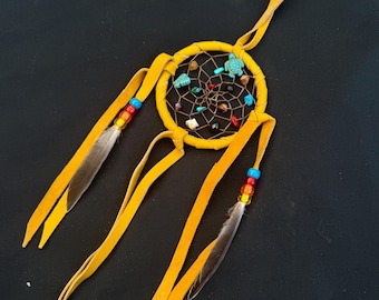 3” Dreamcatcher with Mixed Gemstones Navajo made A