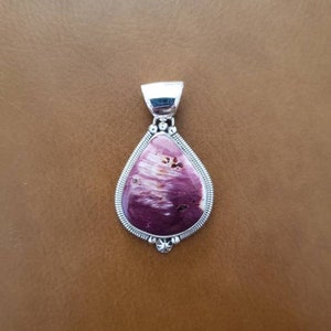 Sterling Silver Purple Spiny Oyster Shell Pendant Navajo Handmade