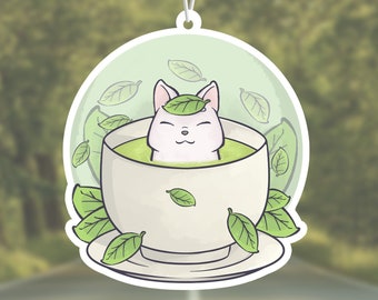 Green Tea Car Air Freshener | Anime Cute Kawaii Car Air Fresheners - Shiba Inu | Green Tea Scent | "Green Tea Mochi"