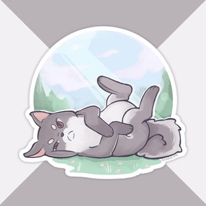Shiba Inu Sticker | Shiba Inu Gift | Waterproof Dog Sticker | Semi-Gloss Vinyl Sticker | Mocha The Chiiba Inu &quot;Just Rollin&#39;&quot;