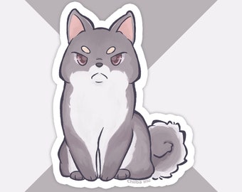 autocollant Shiba Inu | Shiba Inu Cadeau | Autocollant pour chien imperméable à l’eau | Autocollant en vinyle semi-brillant | Mocha Le Chiiba Inu « Hey »