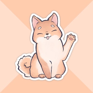 Shiba Inu Sticker | Shiba Inu Gift | Waterproof Dog Sticker | Semi-Gloss Vinyl Sticker | Momo The Chiiba Inu &quot;Hello World!&quot;