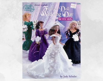 Vintage Barbie Fashion Doll Wedding Day crochet pattern book, instant digital download, PDF, American School of Needlework