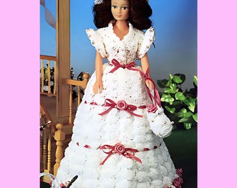 Vintage Crochet Ball Gown Pattern, 11.5" Fashion Doll (PDF Pattern)