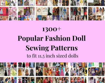 1300 Fashion Doll Sewing Patterns, Fashion doll pattern bundle, Handmade doll wardrobe, 11.5 inch dolls, Printable patterns