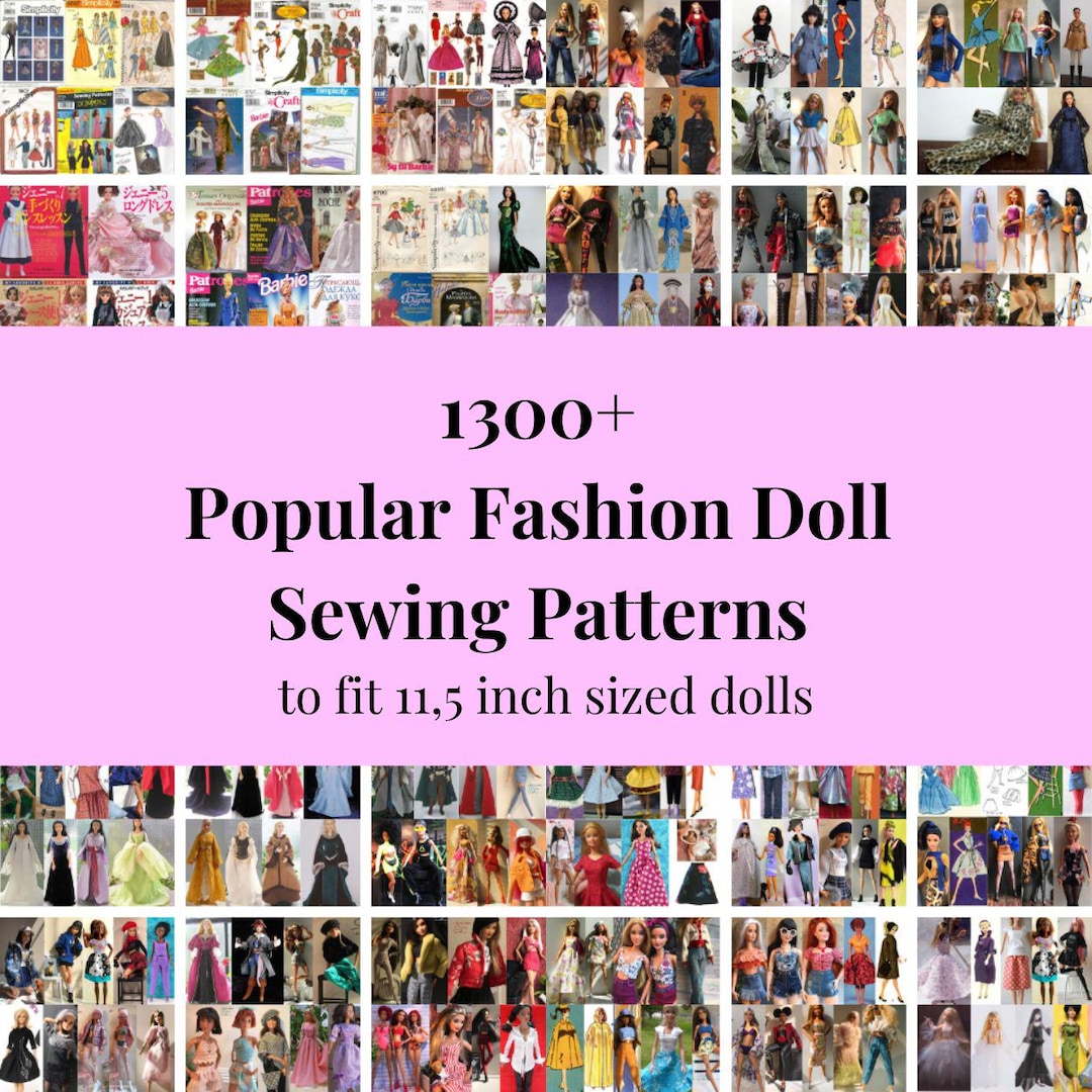 1300 Fashion Doll Sewing Patterns, Doll Clothes Patterns Bundle, DIY ...