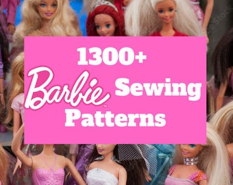 1300 Barbie Doll Sewing Patterns, Instant digital download, print on A4, pdf, 11 inch doll, Curvy, MTM, Original, Ken & Skipper, charity