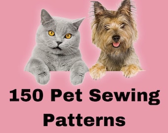 150 Pet Clothes Sewing Patterns, Instant digital download, print on A4, pdfs, tutorials, sew clothing for cats & dogs