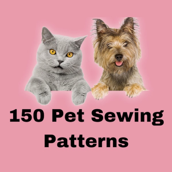 150 Pet Clothes Sewing Patterns, Instant digital download, print on A4, pdfs, tutorials, sew clothing for cats & dogs