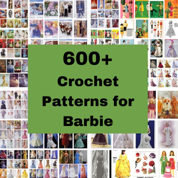 Más de 600 patrones de ganchillo de muñeca Barbie, Descarga digital instantánea, pdf, muñeca de 11 pulgadas, Curvy, MTM, Original, Ken & Skipper, moderno / vintage