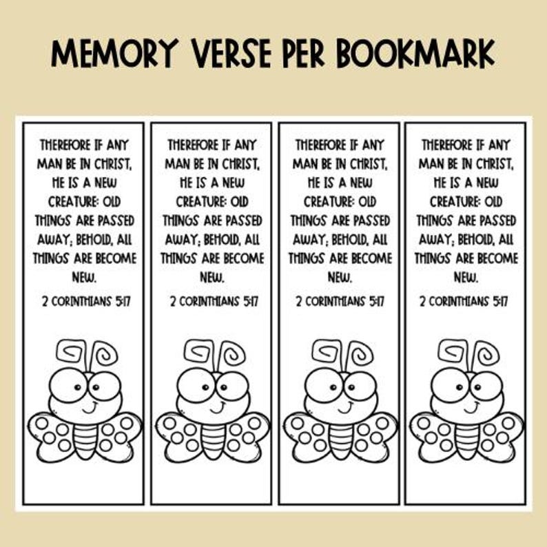 Scripture Memory Bookmark Printable Scripture Coloring Bookmarks for Kids, Bible Verse Bookmark ...