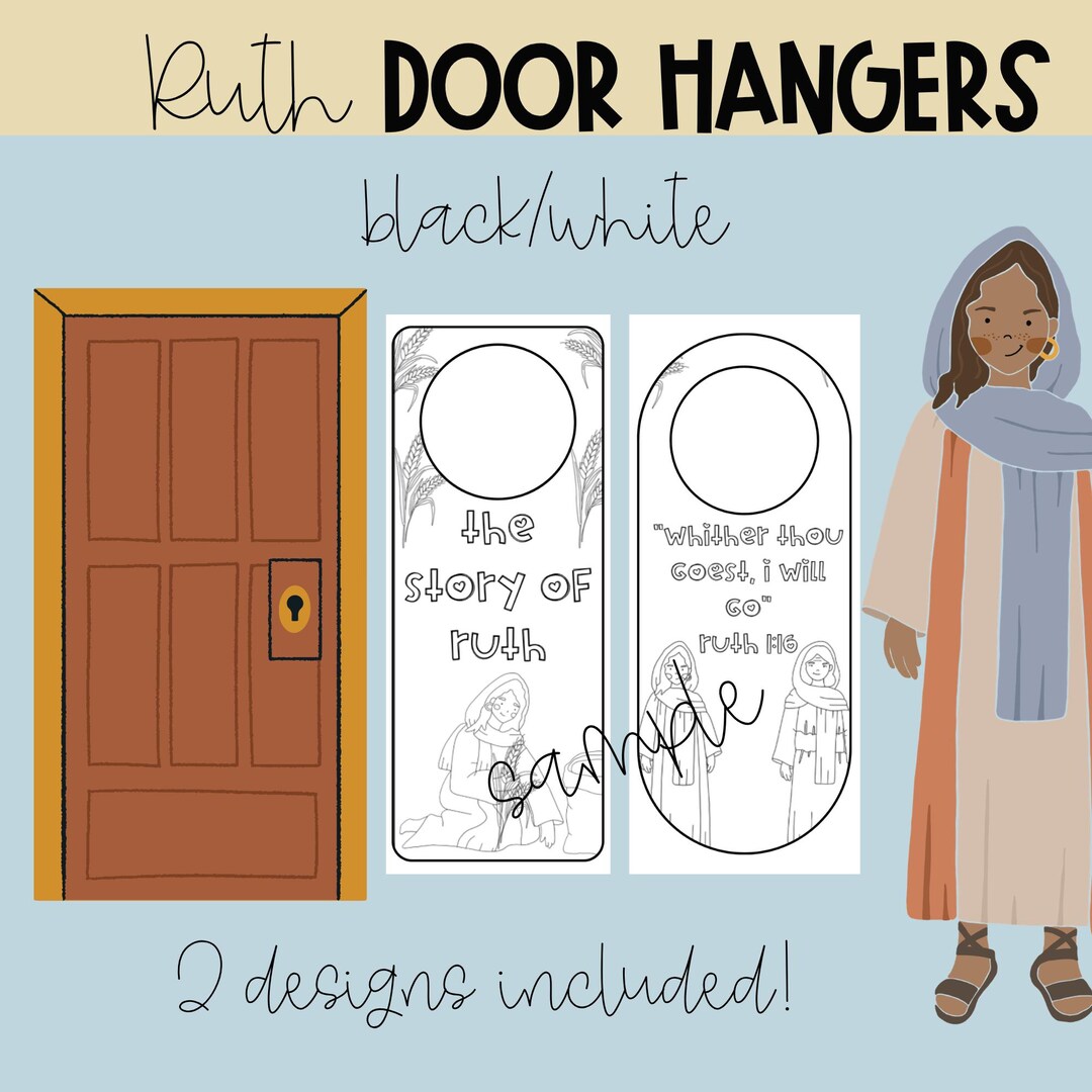 Doors Ruth Printable Story of Ruth Coloring Door Hanger Activity for Sunday School ...